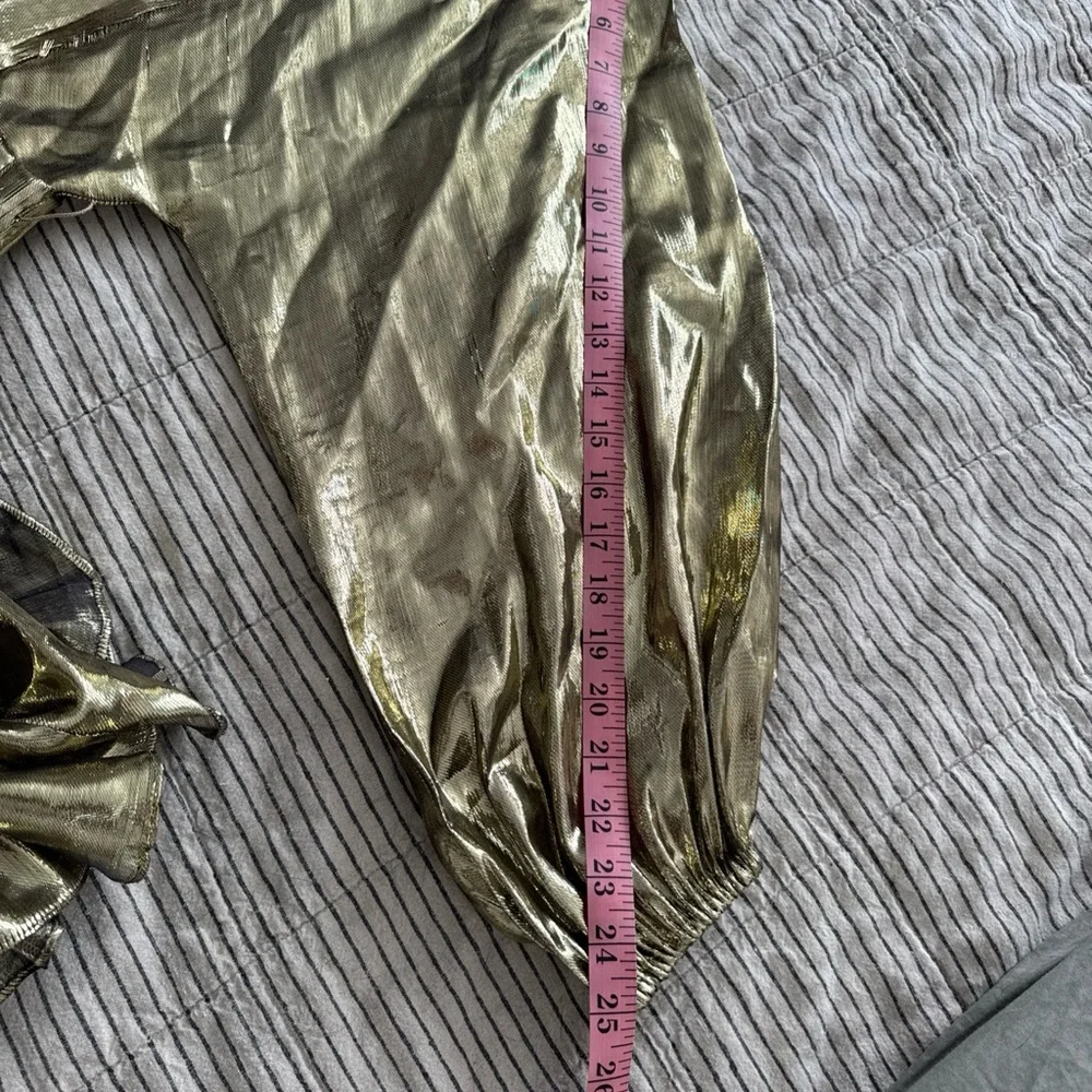 *ARCHIVE* RHODE Gold Lamè Ella Mini Dress Size S/M DEFECTS NEEDS WORK - Picture 9 of 13